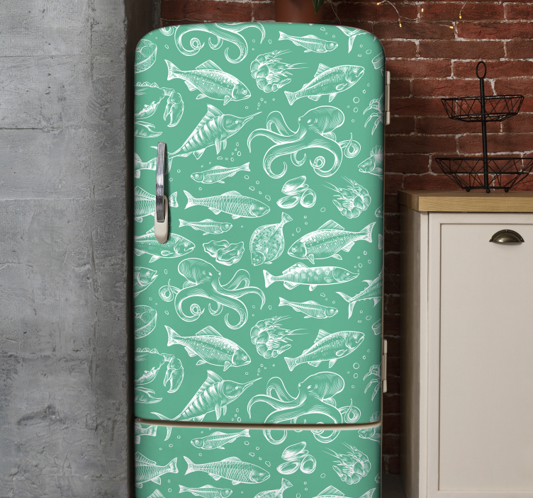 Skiss fisk hand rita kyl klistermärke - Tenstickers