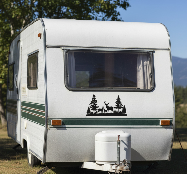 Skogshjortfamilj husvagn klistermärke - Tenstickers