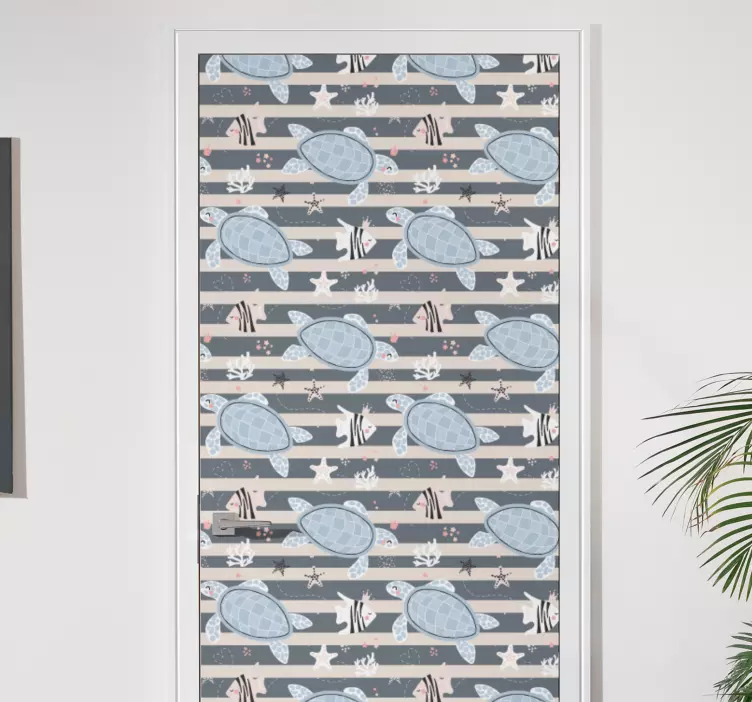 Sköldpaddamönsterdesign klistermärke för dörr - Tenstickers