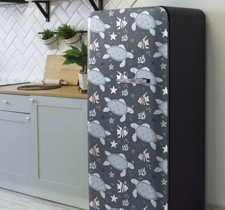 Sköldpaddor och fiskar under havet kylklistermärke - Tenstickers