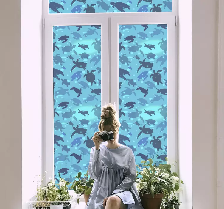 Sköldpaddor simma fönster klistermärke - Tenstickers