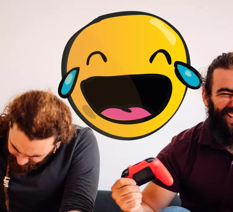 Skrattande emoji design vägg klistermärke - Tenstickers