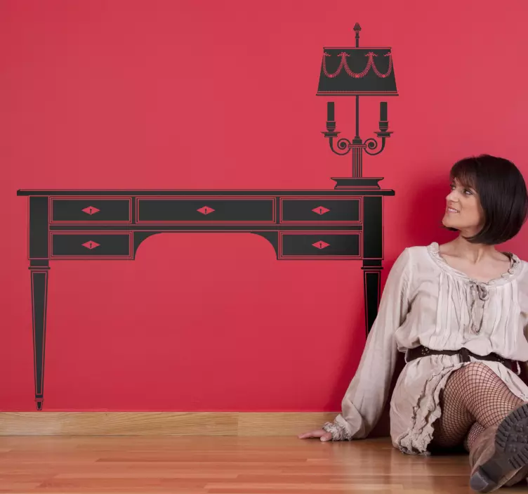 Skrivbord och lampa silhuett klistermärke - Tenstickers