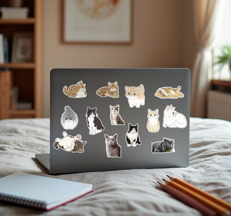 Små katter klistermärkesset Laptop klistermärke - Tenstickers