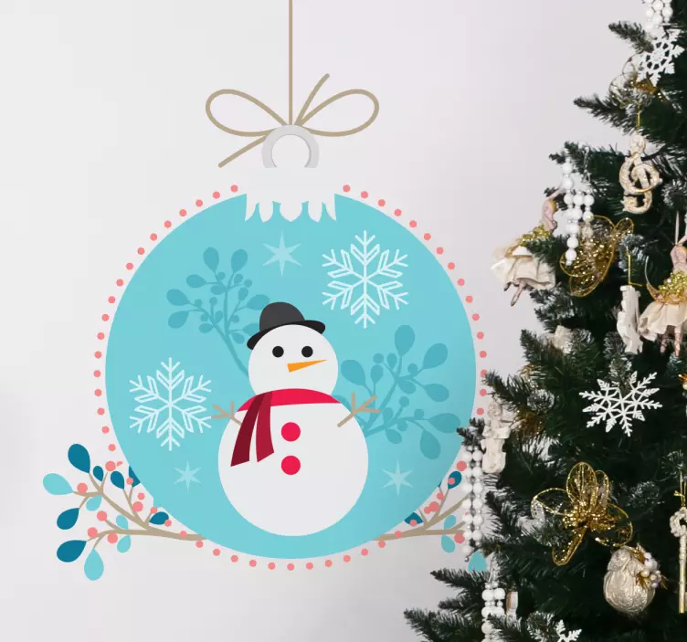 Snögubbe boll jul klistermärke - Tenstickers