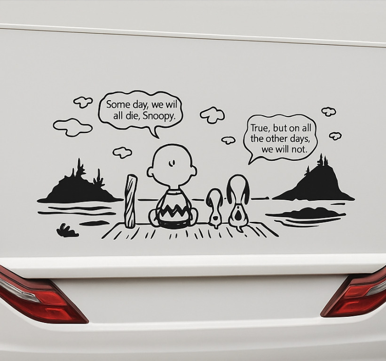 Snoopy och charlie lake husvagn klistermärke - Tenstickers