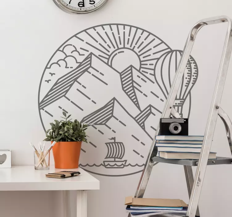 Sol och berg nordisk stil dekaler - Tenstickers