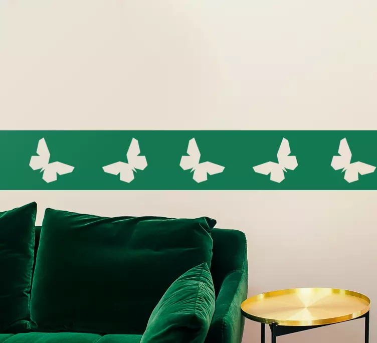 Solid bakgrund med fjärilar gräns dekal - Tenstickers