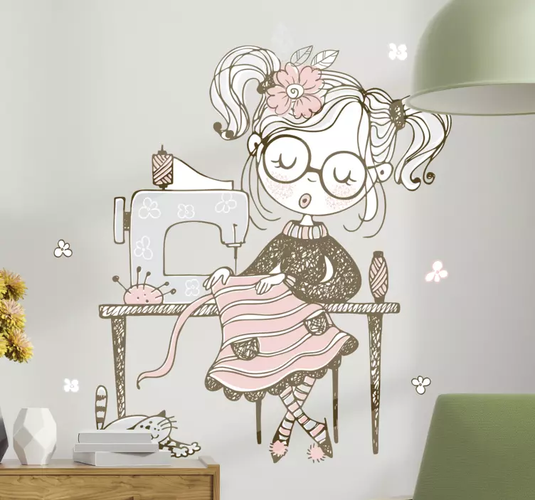 Sömnad set illustration klistermärke - Tenstickers