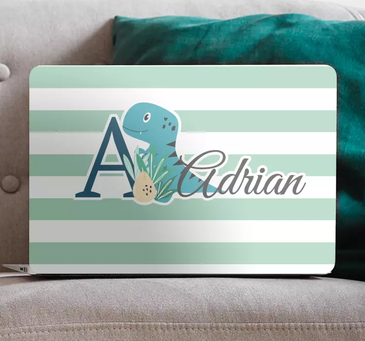 Klistermärke för bärbar med namnet baby dinosaur - Tenstickers