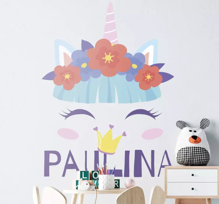 Söt enhörningsansikte klistermärke för barn - Tenstickers