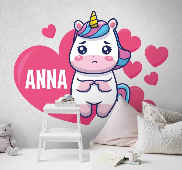 Söt enhörningshjärtan klistermärke för barn - Tenstickers