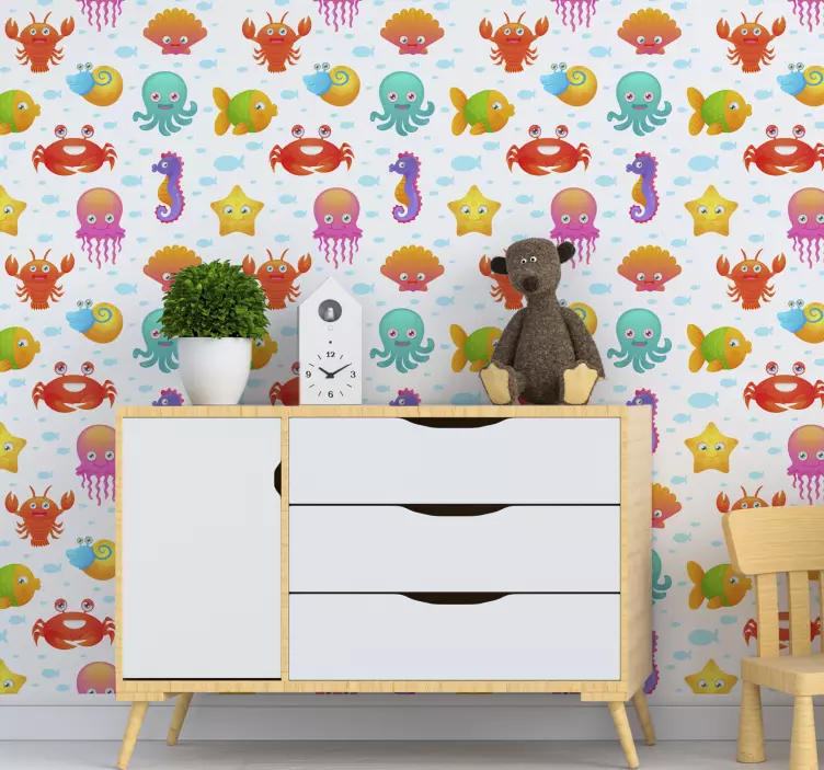 Spädbarn fisk väggmålning klistermärke - Tenstickers