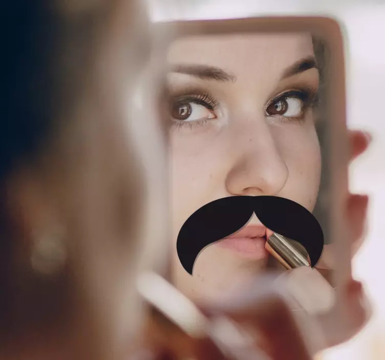 Spegel mustasch klistermärke - Tenstickers