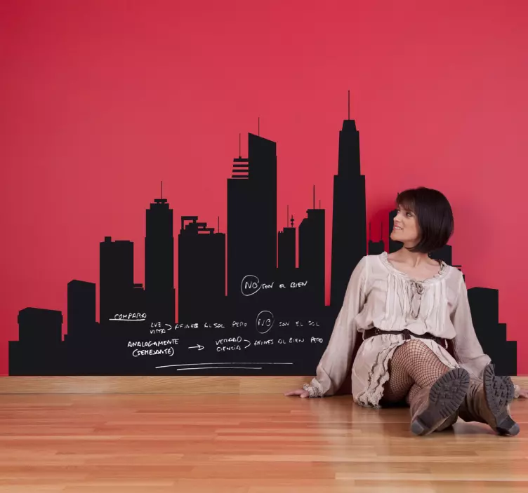 Stadshorisont svart tavla klistermärke - Tenstickers