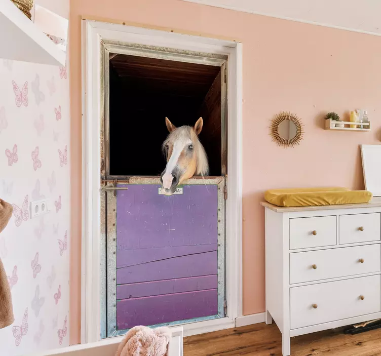 Stall häst glasdörr klistermärke - Tenstickers