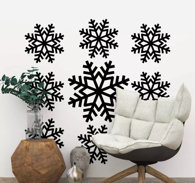 Ställa in snöflinga jul klistermärke - Tenstickers