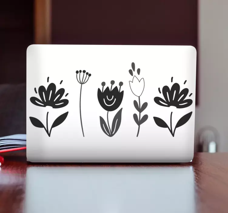 Stiliserat blomsterarrangemang Laptop klistermärke - Tenstickers