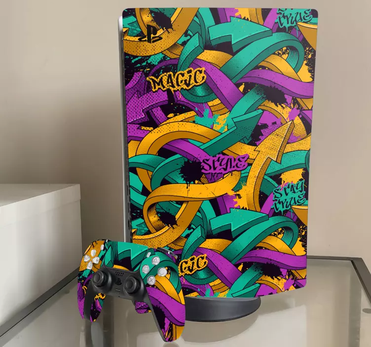 Gatukonst graffiti ps5 hud klistermärke - Tenstickers