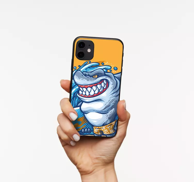 Surfbräda haj tecknad iphone klistermärke - Tenstickers