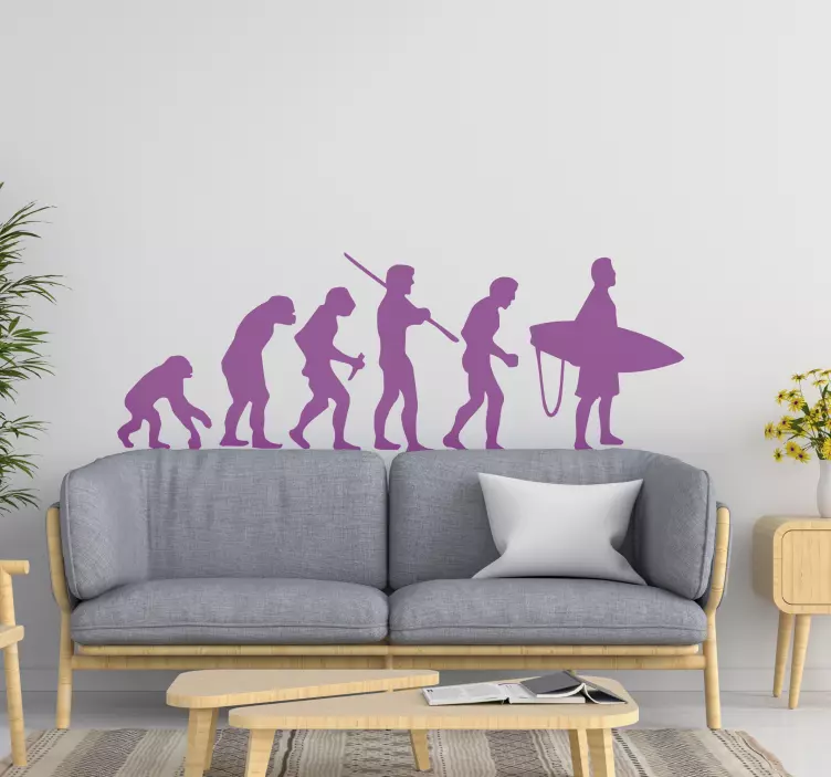 Surfer evolution vägg klistermärke - Tenstickers