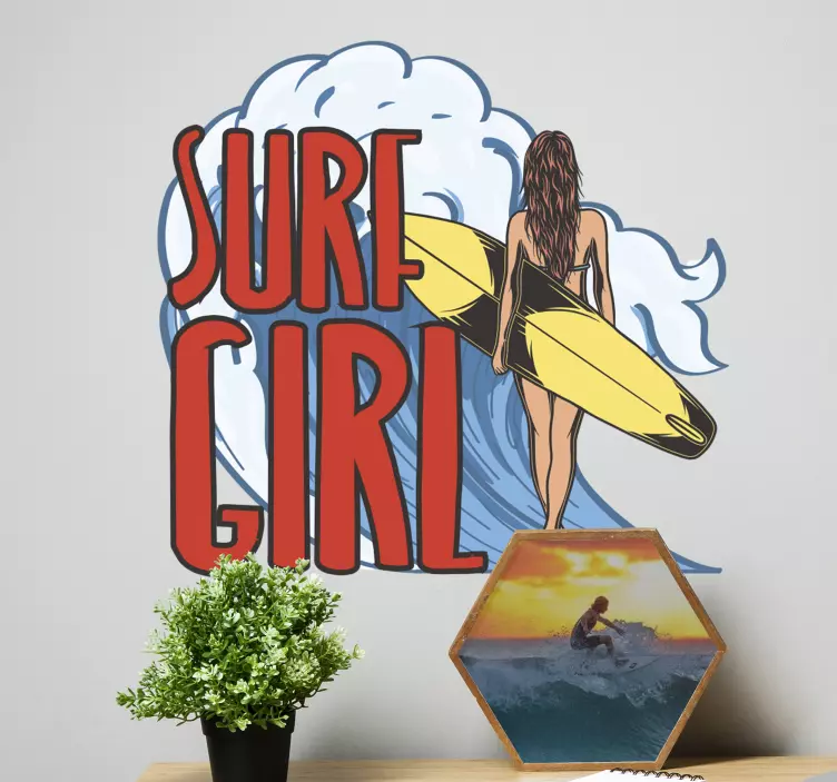 Surfist flicka surf klistermärke - Tenstickers