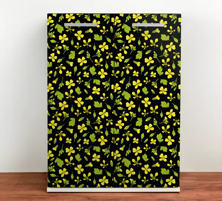 Svart bakgrund med gula möbler dekaler - Tenstickers