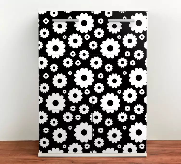 Svart bakgrund med prästkragar möbler klistermärke - Tenstickers