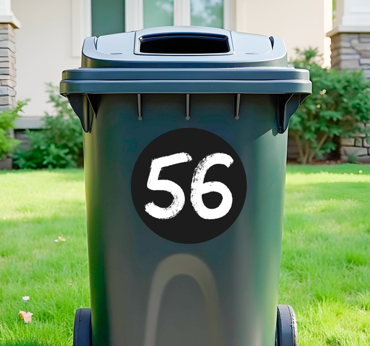 Svart handmålade siffror behållare klistermärke - Tenstickers