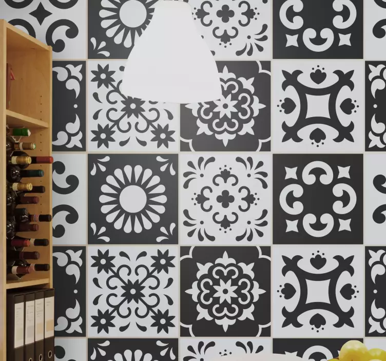 Svart / vit dagoberto cement kakel klistermärke - Tenstickers