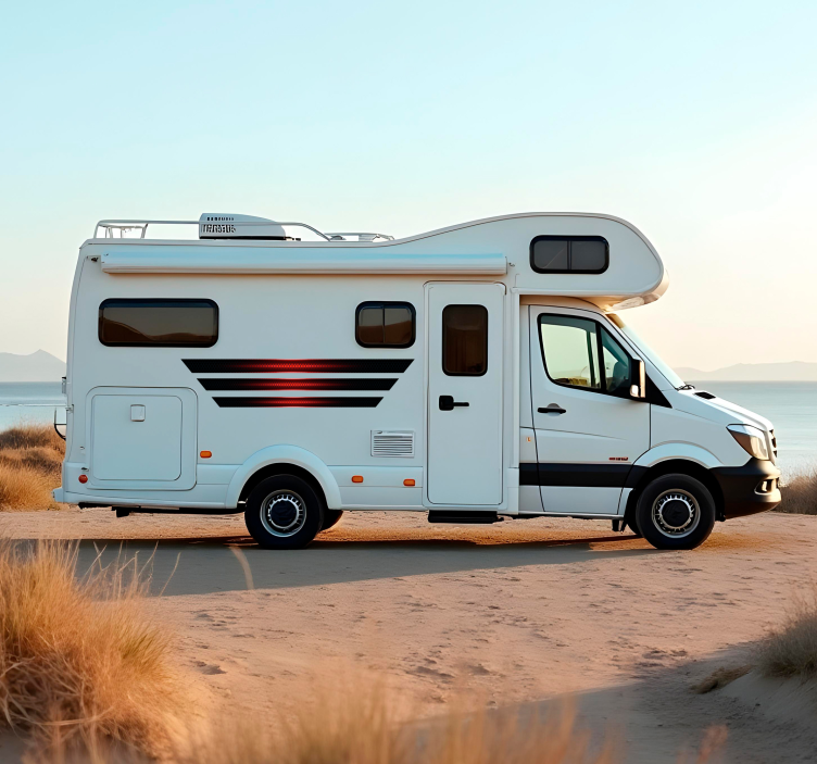 Svarta och röda ränder husvagn klistermärke - Tenstickers