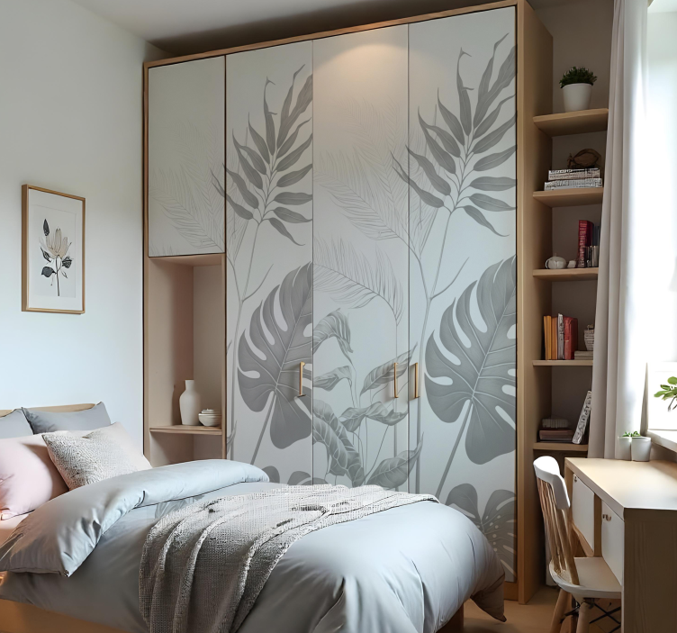 Svarta och vita växter klistermärken til möbler - Tenstickers