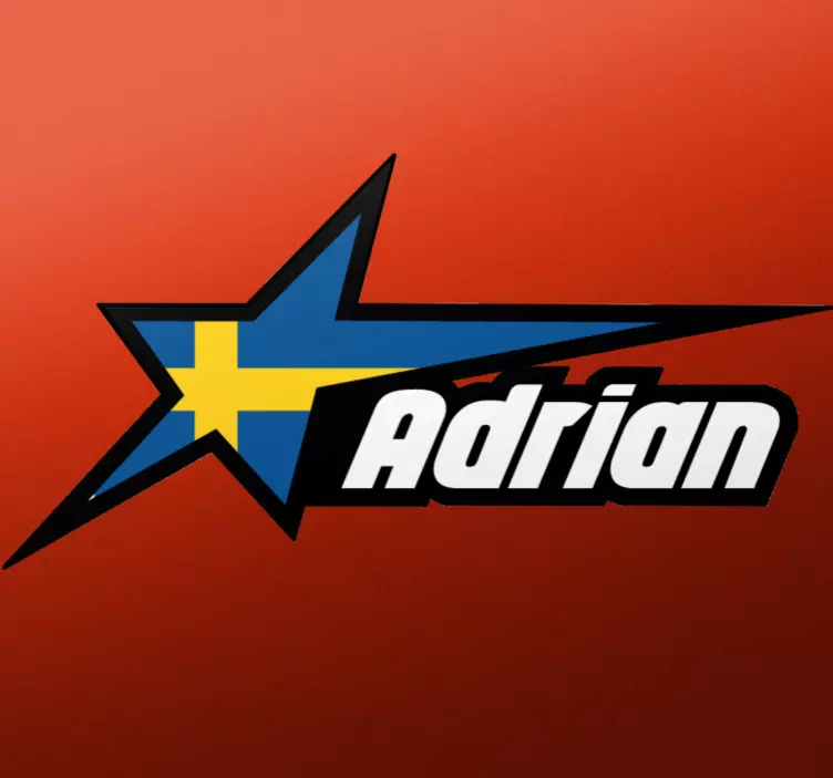 Svensk flagga i stjärna och anpassat namn bil dekal - Tenstickers