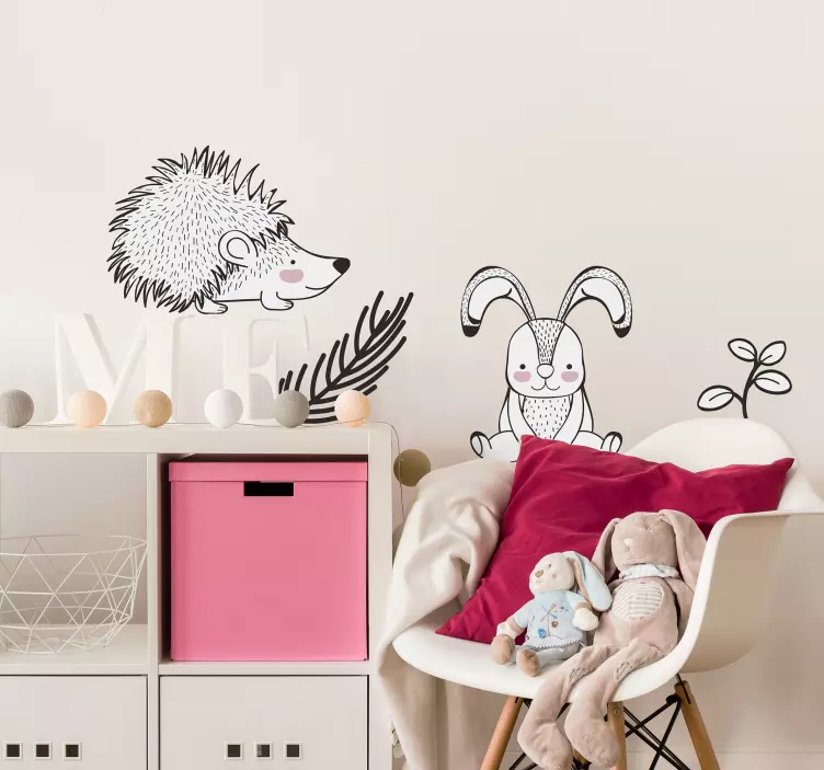 Svin och kaninväggklistermärke - Tenstickers