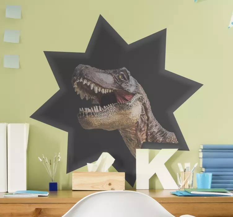 T-rex i dinosaurie väggdekor med 3d-effekt - Tenstickers