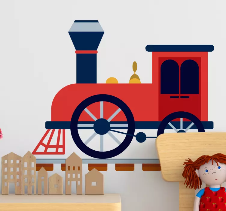 Tåg spår flicka väggmålning - Tenstickers