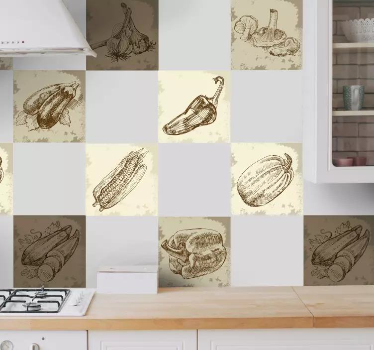 Tappning mat illustration kök klistermärke - Tenstickers