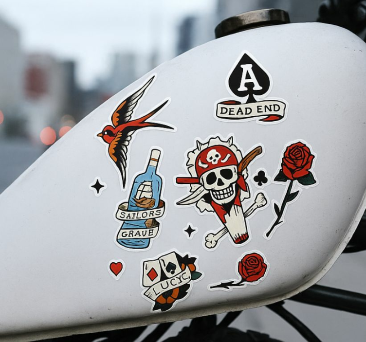 Tattoo bränsletank motorcykelklistermärke - Tenstickers