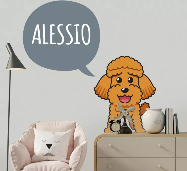 Tecknad karaktär glad pudel katt klistermärke - Tenstickers