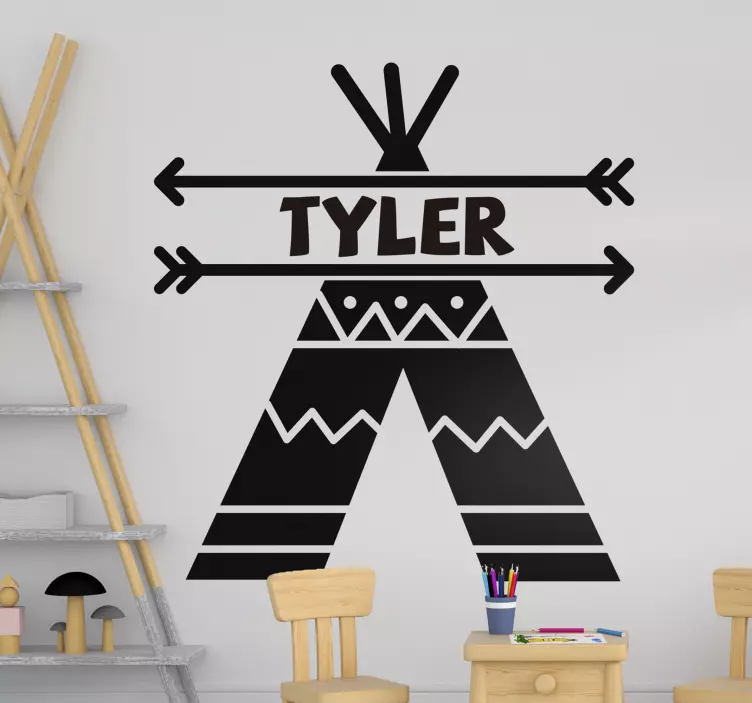 Teepee tält barnens vägg klistermärke - Tenstickers