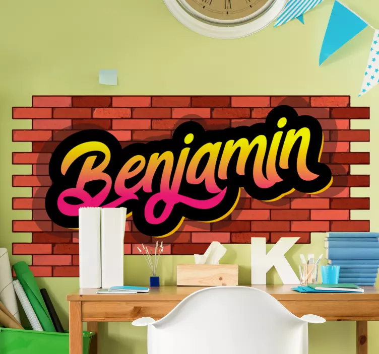 Tegelvägg och namn graffiti urban klistermärke - Tenstickers