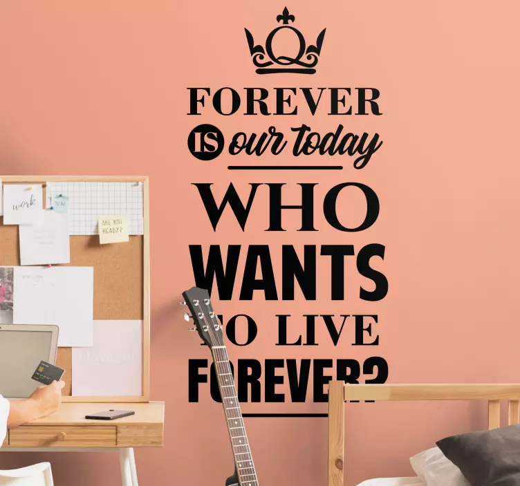 Text klistermärke som vill leva för evigt - Tenstickers