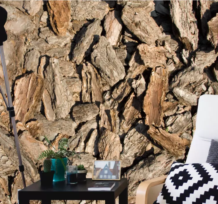 Texturerad barkbakgrund vardagsrummet väggklistermärke - Tenstickers