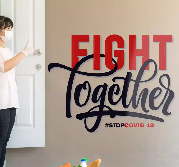 Tillsammans corona text vägg klistermärke - Tenstickers