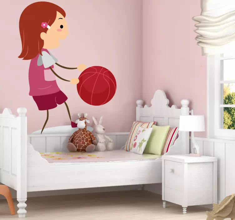 Tjej med basket barn dekaler - Tenstickers