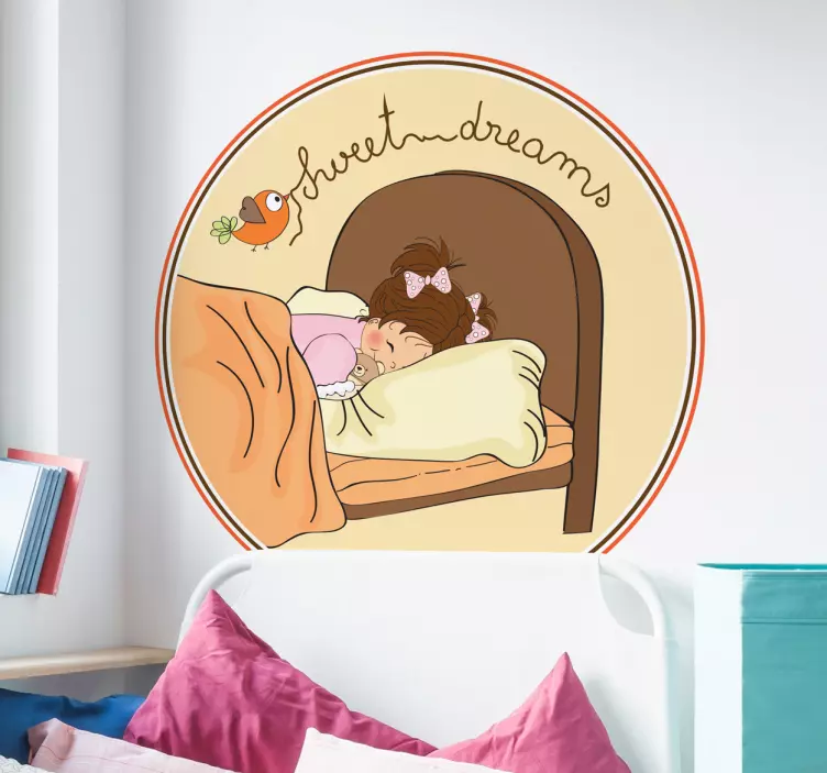 Tjej söta drömmar headboard väggdekor - Tenstickers