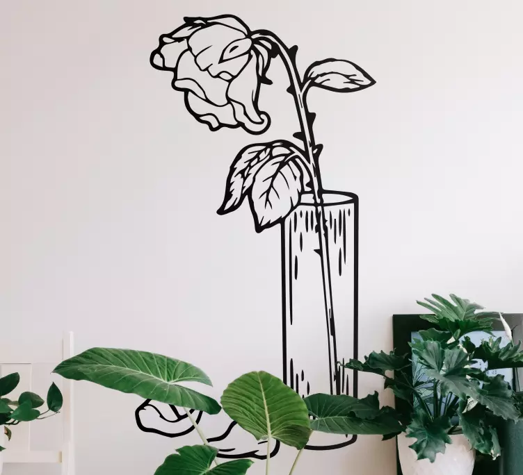 Torkad ros i en väggklistermärke av glasblomma - Tenstickers