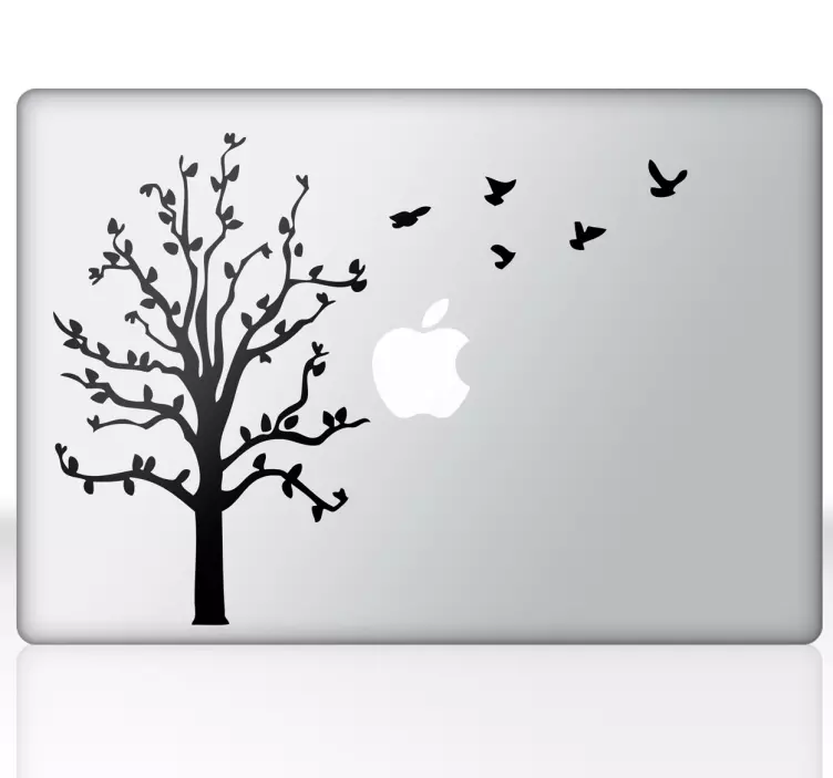 Träd och flygande fåglar macbook klistermärke - Tenstickers