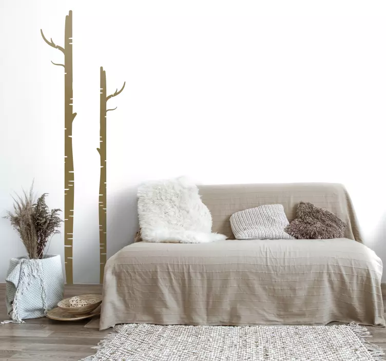 Silhouette björkträd vinyl väggdekal - Tenstickers