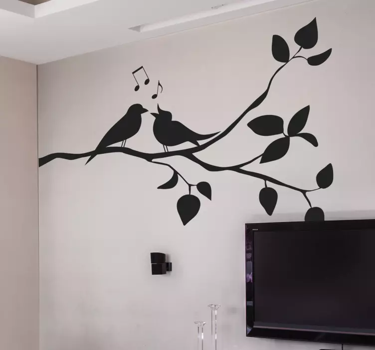 Trädgren med fågelvägg klistermärke - Tenstickers